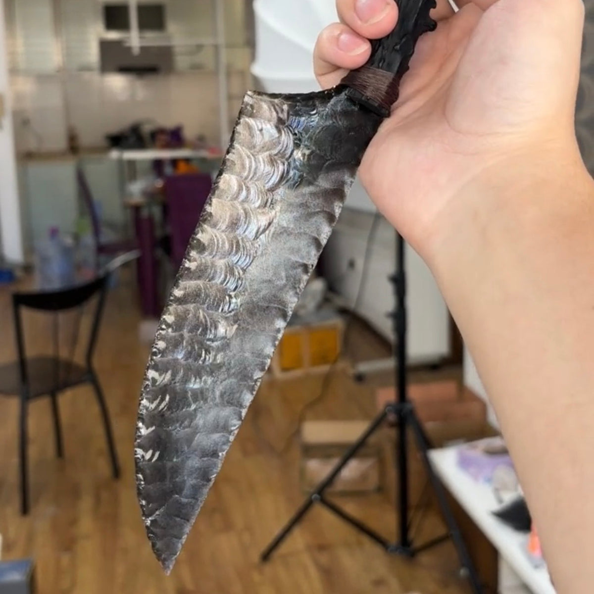 The Quicksilver Phantom | Hand-Knapped Silver Obsidian Artifact