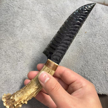 The Northern Ranger | Raw Obsidian & Natural Antler Knife