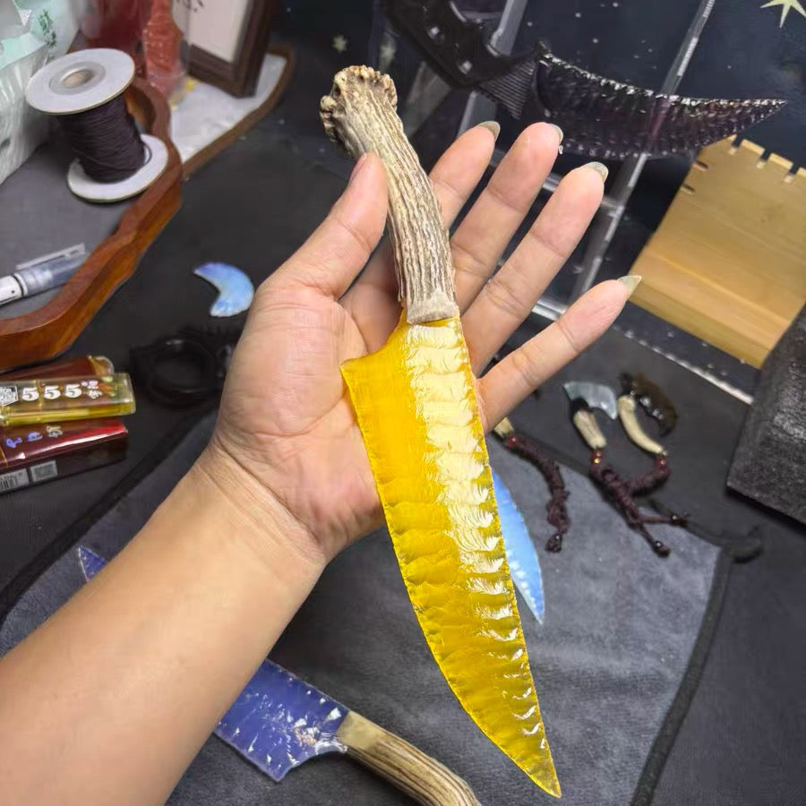 The Solar Flare | Hand-Knapped Amber Crystal Artifact