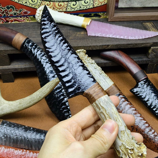 The Northern Ranger | Raw Obsidian & Natural Antler Knife
